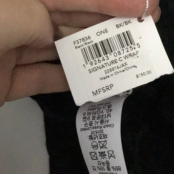 NWT Coach Signature C Wrap Wool Silk Blend Black - Picture 6 of 8